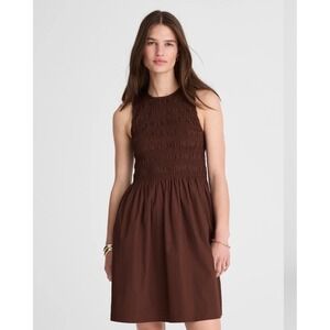 Madewell Melody Smocked Mini Dress Womens S Brown Coastal European Summer Chic